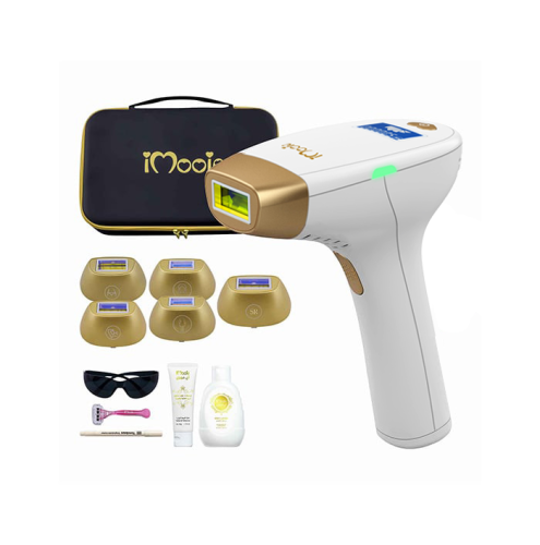 بكج جهاز ليزر اي مووي السابع الذهبي 5 عدسات 2 مليون ومضة +مجموعة العناية بالبشرة 