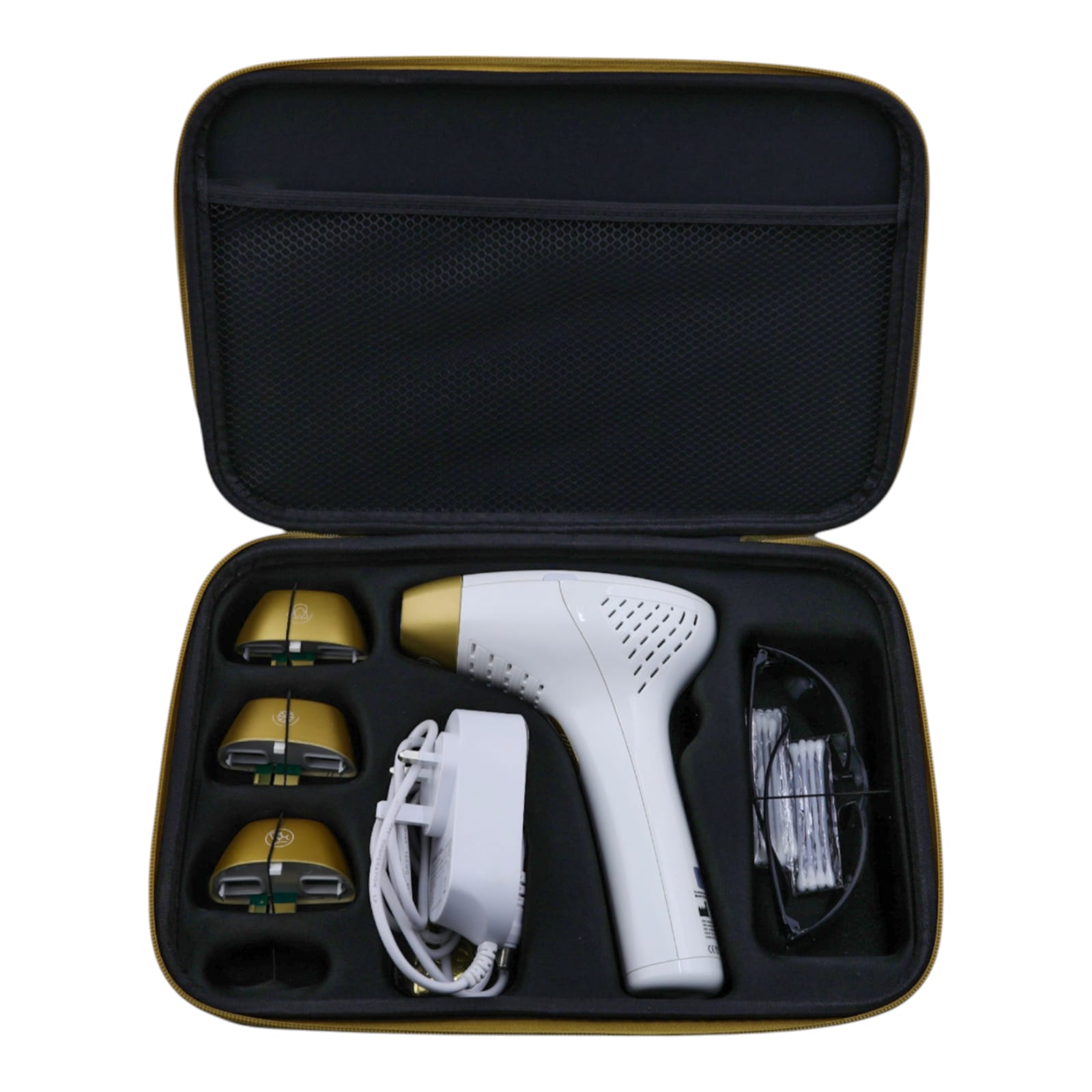 بكج جهاز ليزر اي مووي السابع الذهبي 5 عدسات 2 مليون ومضة +مجموعة العناية بالبشرة 